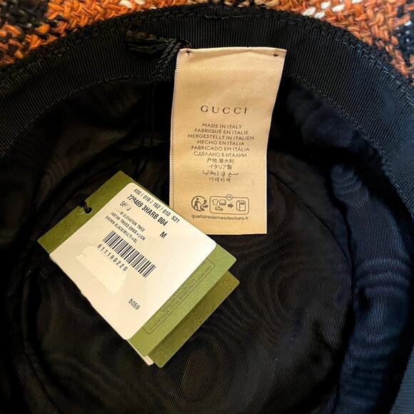 GUCCI GG Elevation Tweed Tartan Bucket Hat Cap 728469 Brown Size Medium NEW main image 14